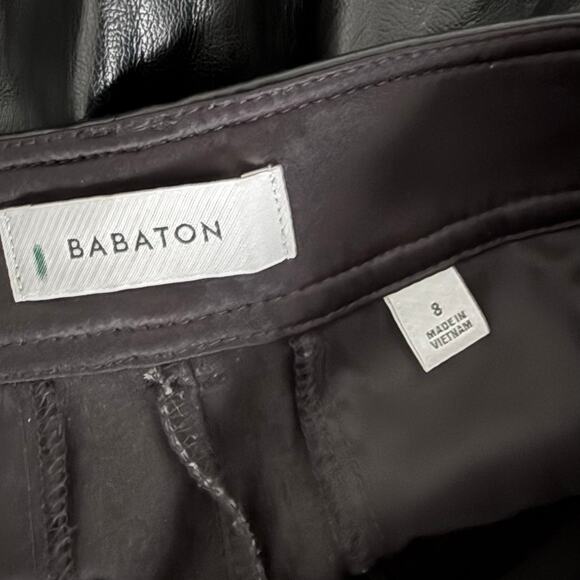 Aritzia Babaton Command Faux Leather Pants Black Size 8 Straight Leg High Waist - Picture 7 of 10